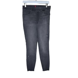 Spanx Distressed Pull On Denim Leggings Size Large in Vintage Gray